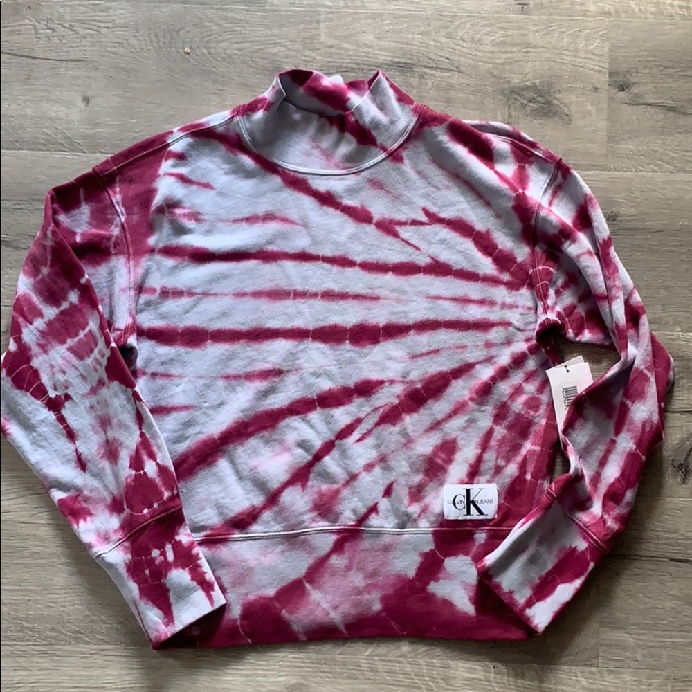 Calvin Klein jeans tie dye sweatshirt mock neck size medium NWT